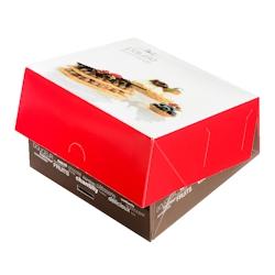 Boîte patissière décor Pause Gourmande 230x230x100mm x 120 JORIDEAL - blanc en carton 3519400592390_0