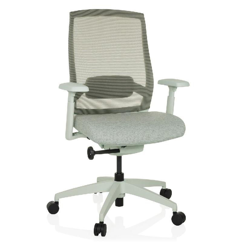 Chaise de bureau / chaise pivotante COLORE dossier résille / assise tissu gris lumière hjh OFFICE - gris polyester 657701_0