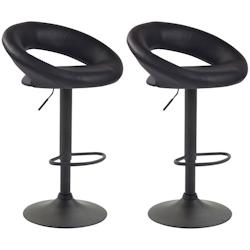 CLP Lot de 2 Tabourets de bar Olinda en similicuir hauteur réglable et siège pivotant Noir /Noir - noir polyester 320300_0