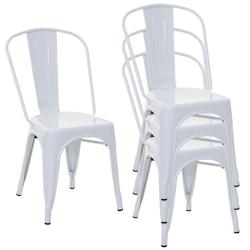 Décoshop26 - 4x chaises de salle à manger cuisine bistro design industriel en métal blanc empilable 04_0000546 - blanc 3000051532694_0
