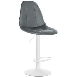 Décoshop26 - Tabouret de bar x1 avec repose-pieds hauteur réglable pivotant assise en PVC gris cadre métallique blanc 10_0004831 - blanc 3000252316628_0
