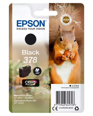 Epson Squirrel Singlepack Black 378 Claria Photo HD Ink_0
