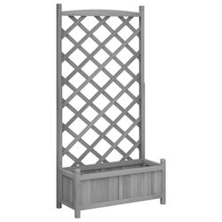 Helloshop26 - Jardinière bac lit surélevé plantes fleurs terrasse jardin avec treillis bois massif de sapin gris 02_0038326 - 3000214175973_0