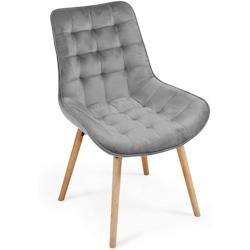 Helloshop26 - Lot de 6 chaises de salon salle à manger pied en bois et velours gris 01_0000740 - 3000885099783_0