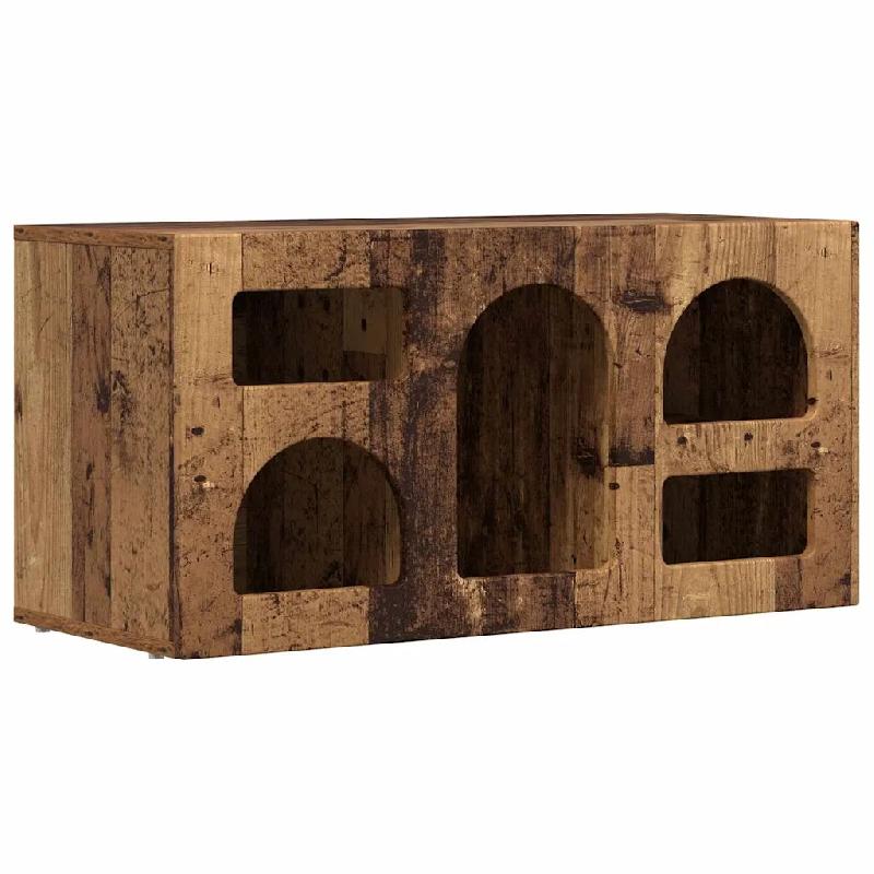 Helloshop26 - Meuble TV en bois ancien moderne minimaliste chambre salon 80 x 35 x 40 cm en bois d'ingénierie ancien 02_0054771 - Bois massif 3000238_0