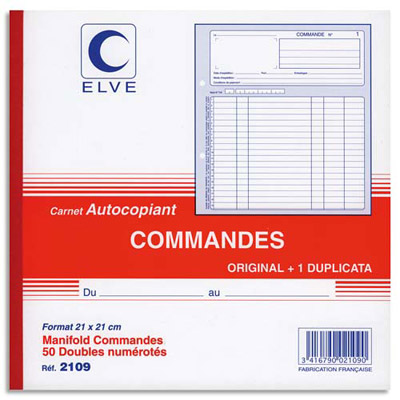 MANIFOLD AUTOCOPIANT COMMANDE LEBON & VERNAY - FORMAT 21X21 CM - 50 FEUILLETS DUPLI - LOT DE 5