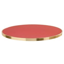 Oviala Business Plateau de table rond blanc avec cerclage doré 60 cm rouge mat/doré - rouge aluminium 114077_0