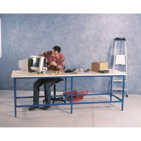 Paillasse / plan de travail 3500 x 800 mm - Hauteur 1000 mm - Plateau mélaminé - Charge 100 kg/m²_0