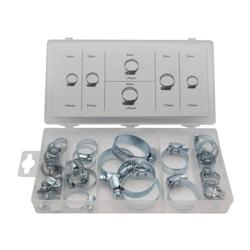 Toolland Assortiment de colliers de serrage, 26 pièces, différentes tailles, couleur nickel - HAS04_0