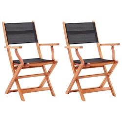 VidaXL Chaises Pliables De Jardin Lot De 2 Noir Eucalyptus Textilène - noir 48692_0