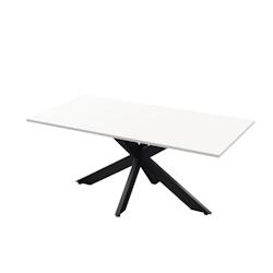Vivabita Table de salle à manger moderne blanc laqué/noir Hyder - 3665367397100_0