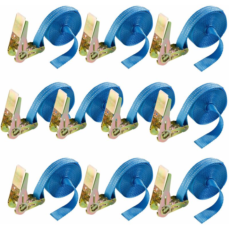 10x Sangles à Cliquet Pallit 6m 400/800kg - Lot De 10 Sangles D'arrimage 2 Pièces