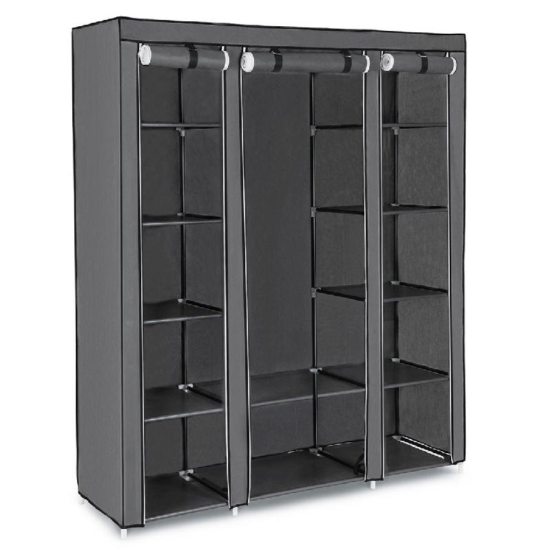Armoire de rangement xxl penderie dressing en tissu nontissé 175 x 150 x 45 cm gris 12_0002301