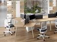 Bureau bench 3 personnes KELSO P60 avec cloisonnettes en tissu - Atra_0
