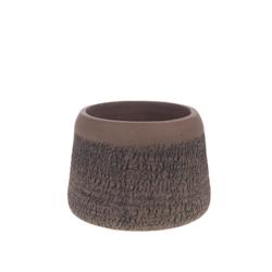 Cache pot aride moyen modèle -  Marron Rond Pierre Amadeus 21.5x21.5 cm - marron pierre 3520071928623_0