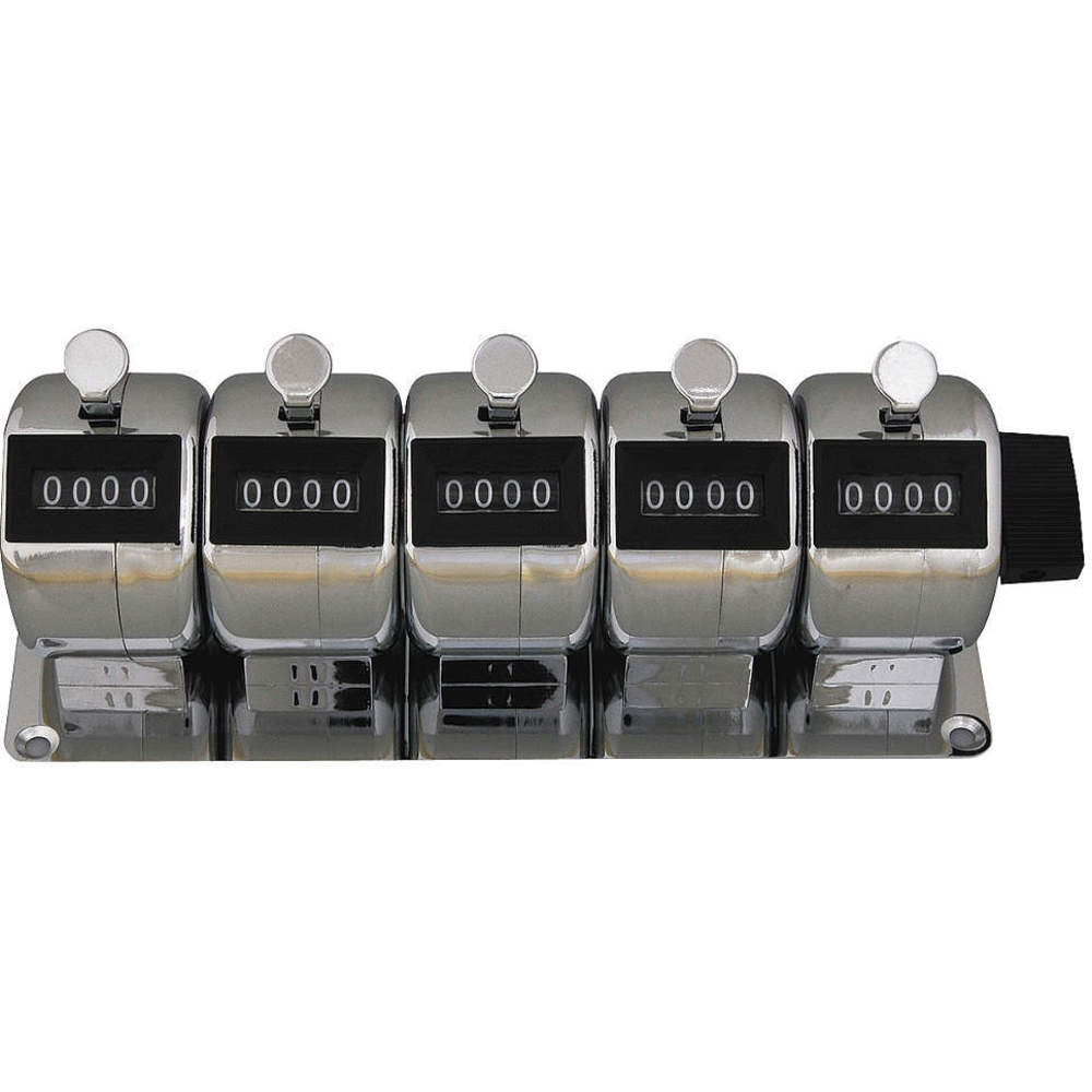 Compteur mécanique à main ENM M4505 - 5 équipes - 4 chiffres - finition argentée_0