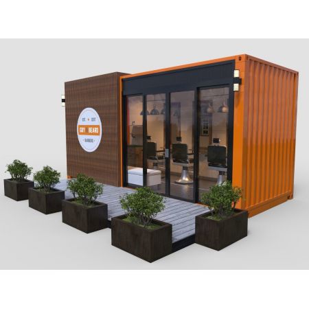 Container aménagé coiffeur barber shop, autonome et écologique_0