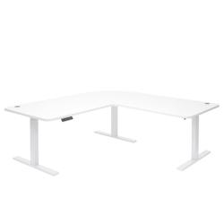 Décoshop26 - Bureau d'angle table d'ordinateur réglable en hauteur électriquement 178 x 178 cm HDF couleur blanc pieds acier blanc 04_0006021 - bla_0