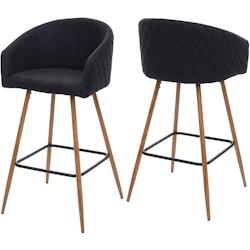 Décoshop26 - Lot de 2 tabourets de bar en tissu velours gris anthracite avec repose-pieds TDB04067 - gris 3001082569604_0
