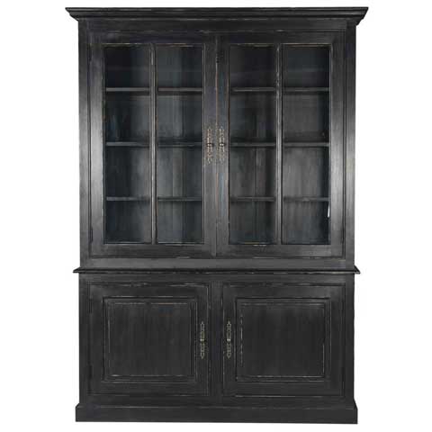 Grand vaisselier 2 vitrines 2 portes pin noir_0