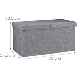 Helloshop26 - Banquette avec espace de rangement pliable rembourré couvercle rabattable gris 13_0000373 - 3000116708989_0