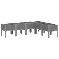 Helloshop26 - Jardinière bac lit surélevé plantes fleurs terrasse jardin avec pieds clair 160 x 120 x 42 cm PP gris 02_0038173 - 3000214115146_0