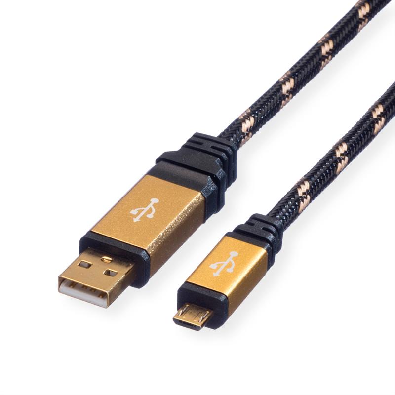 Roline gold câble usb 2.0, usb a mâle - micro usb b mâle, 1,8 m_0