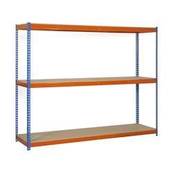 SimonRack Étagère Industrielle, 2000x1800x750 mm, 3 Niveaux en bois, Étagère Charge Lourde, Bleu/Orange/Bois - Simonforte - métal 8435104990575_0