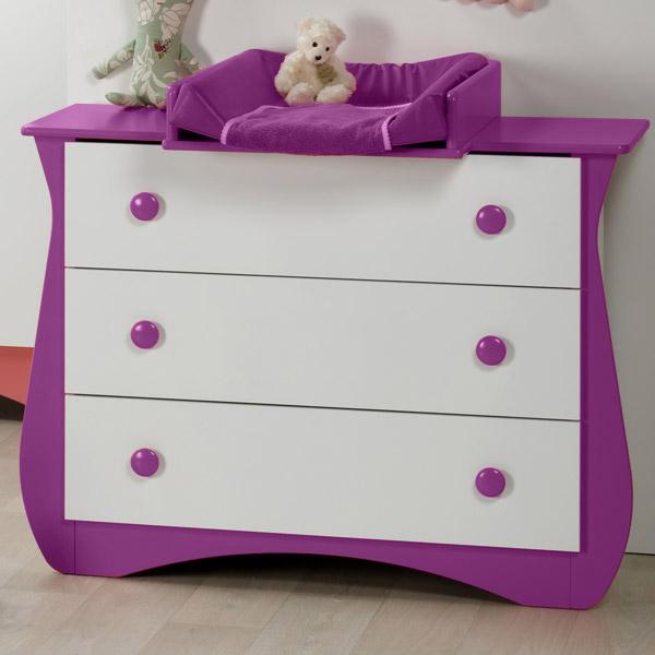 SOFAMO COMMODE PLAN À LANGER DOUDOU BLANC PRUNE MEUBLES CHAMBRE BÉBÉ