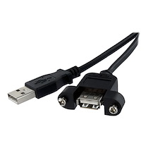 STARTECH.COM CÂBLE USB 2.0 À MONTAGE SUR PANNEAU DE 60CM - RALLONGE USB MONTÉ SUR GOULOTTE - CORDON USB A VERS A - F/M - NOIR - RALLONGE DE CÂBLE USB - USB POUR USB - 60 CM