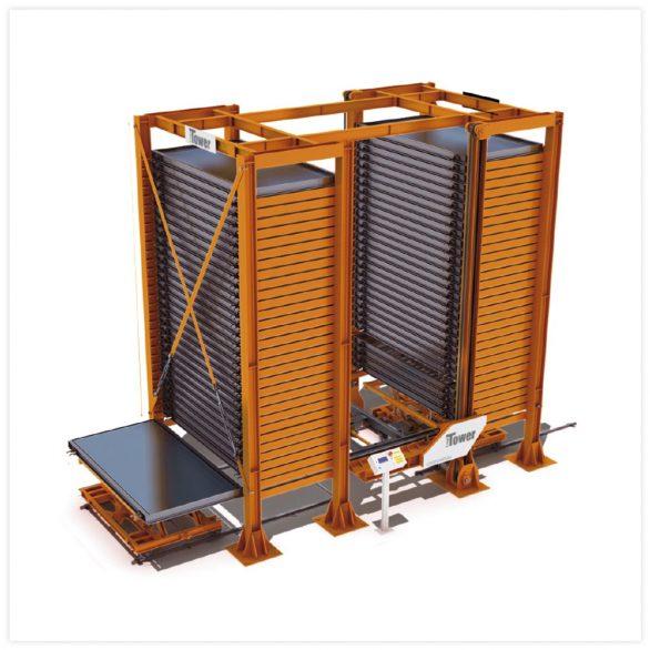 Système de stockage automatique pour tôles LogiTower à deux tours - capacité jusqu'à 8 000 kg par étagère_0
