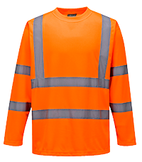 T-shirt haute visibilité manches longues orange S178 - Taille L - Respirant, bandes réfléchissantes, certifié CE_0