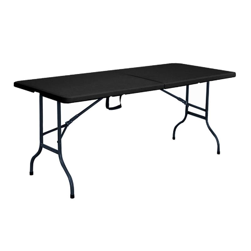 Table pliante noire 180 cm - 8 places - PEHD - Usage intérieur/extérieur - Charge maximale 150 kg_0