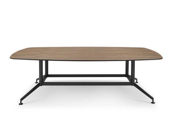 Table de réunion tonneau - placage bois - 21/240 x 120 cm - structure laquée noir - top access - garantie 3 ans_0