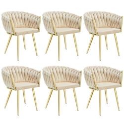 TecTake GmbH Lot 6 chaises de salle à manger en velours design noué sable/or -405951 - beige 405951_0