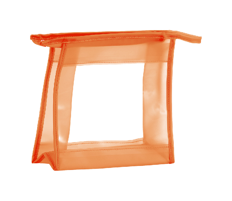 Trousse à maquillage en PVC - avec zip - couleur orange - poids 43,33 gr_0