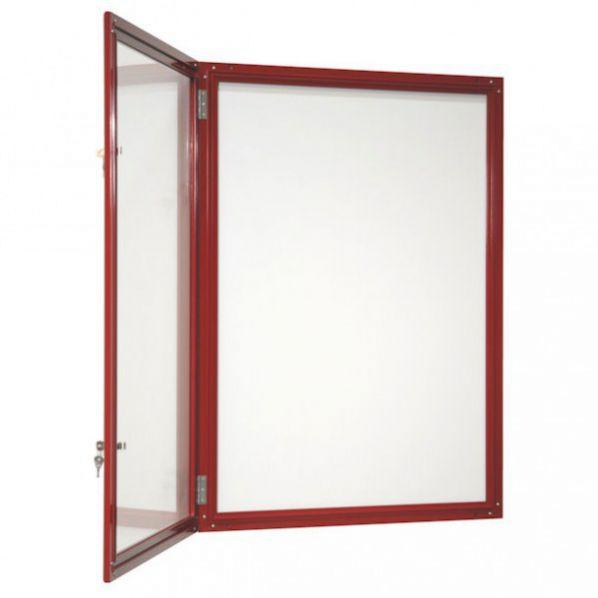 Vitrine fine d'extérieur rouge - vitre plexi - 16 x A4 - étanche et ventilée - Rolléco_0