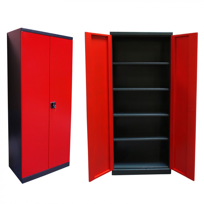 Armoire d'atelier en métal 192cm x 38cm - 4 étagères modulables - Armeco380-4et_0