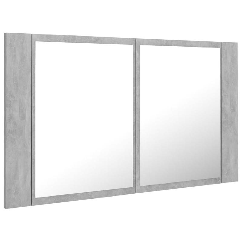 ARMOIRE DE SALLE DE BAIN À MIROIR LED 80 X 12 X 45 CM ACRYLIQUE GRIS 02_0006612_0