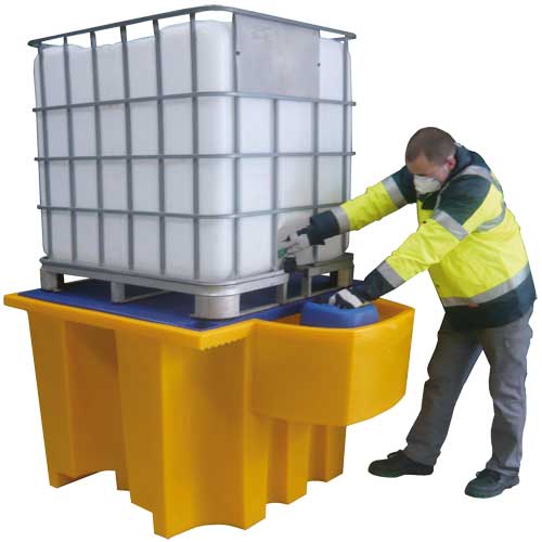 Bac de rétention 1 cuve - Réf. BAC941317MT - Polyéthylène - Caillebotis plastique ou métal - 1100L - Charge max 940kg_0