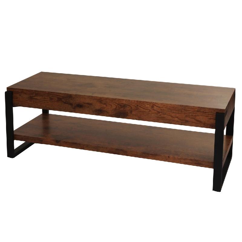 Décoshop26 - Meuble TV avec étagère 42x120x44 cm en métal et MDF couleur chêne sauvage foncé 04_0010250 - métal 3000267937634_0