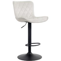 Décoshop26 - Tabouret de bar x1 coutures décoratives pied trompette hauteur réglable en métal noir assise en velours crème 10_0004859 - noir 3000_0
