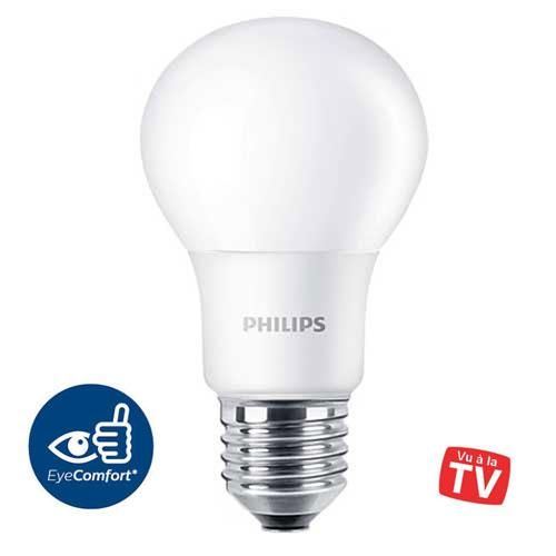 Ampoule LED standard E27 8W (équivalent 60W) 2700K /827 dépolie - 230V - Philips (blister de 2)_0