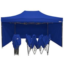 FRANCE BARNUMS Tente pliante 3x4,5m pack côtés - 4 murs - acier 31mm/polyester 320g - bleu - FRANCE-BARNUMS - bleu acier 131_0