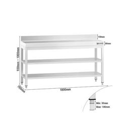 GGM Gastro Tables Inox de Travail Premium avec Dosseret et 2 étagères - Profondeur 700 mm - ATK187AZB - 4063326276050_0