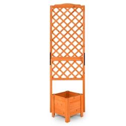 Helloshop26 - Jardinière sur pied avec treillis en bois de sapin 54,5 x 52 x 180 cm bac à fleurs avec trous de drainage pour plantes 20_0002925 - 30_0