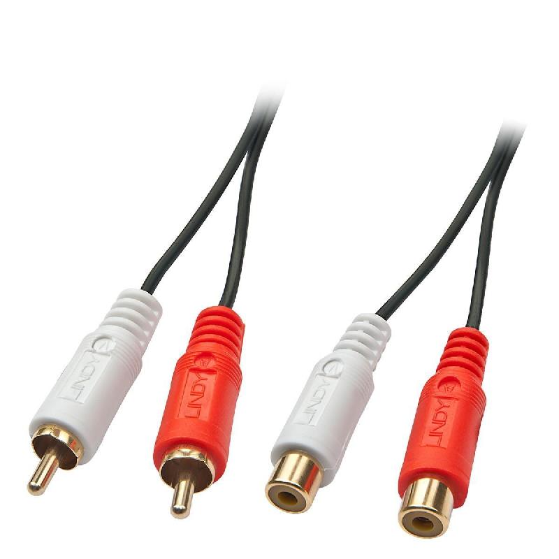 Lindy 35671 Rallonge audio stéréo 2xRCA/2m 2xRCA (Cinch) m/f, vergo - multicolore 35671_0