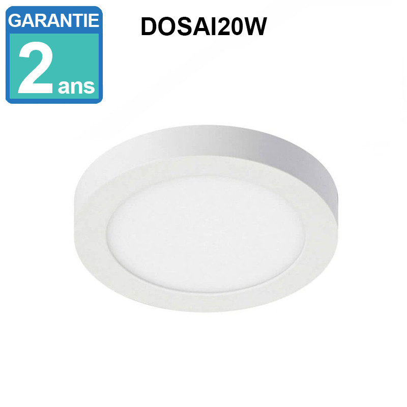 Plafonnier LED 20W - intérieur rond - 120° - réf DOSAI20W6K - design moderne et éclairage homogène_0