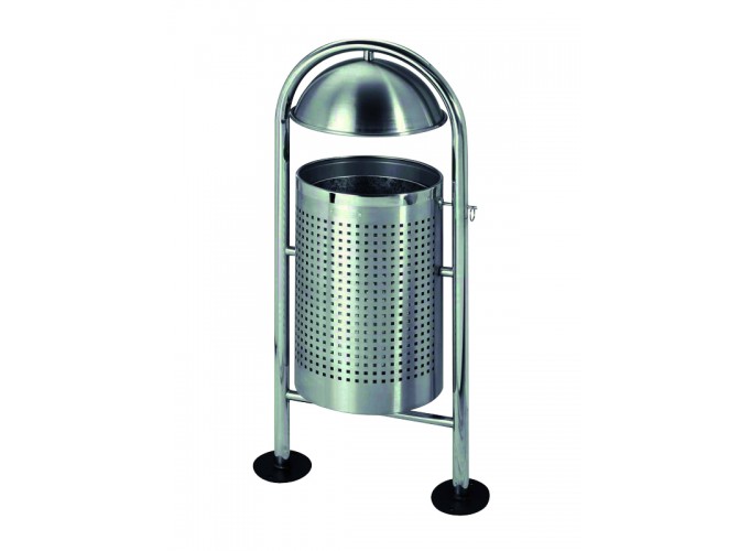 Poubelle extérieure fixation au sol - Acier inox brillant - 30L - Référence ESH106062_0