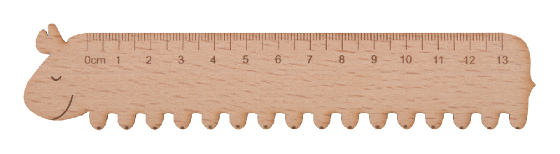 Règle en bois pour enfant - forme ludique - couleur naturelle - poids 13.5 g_0